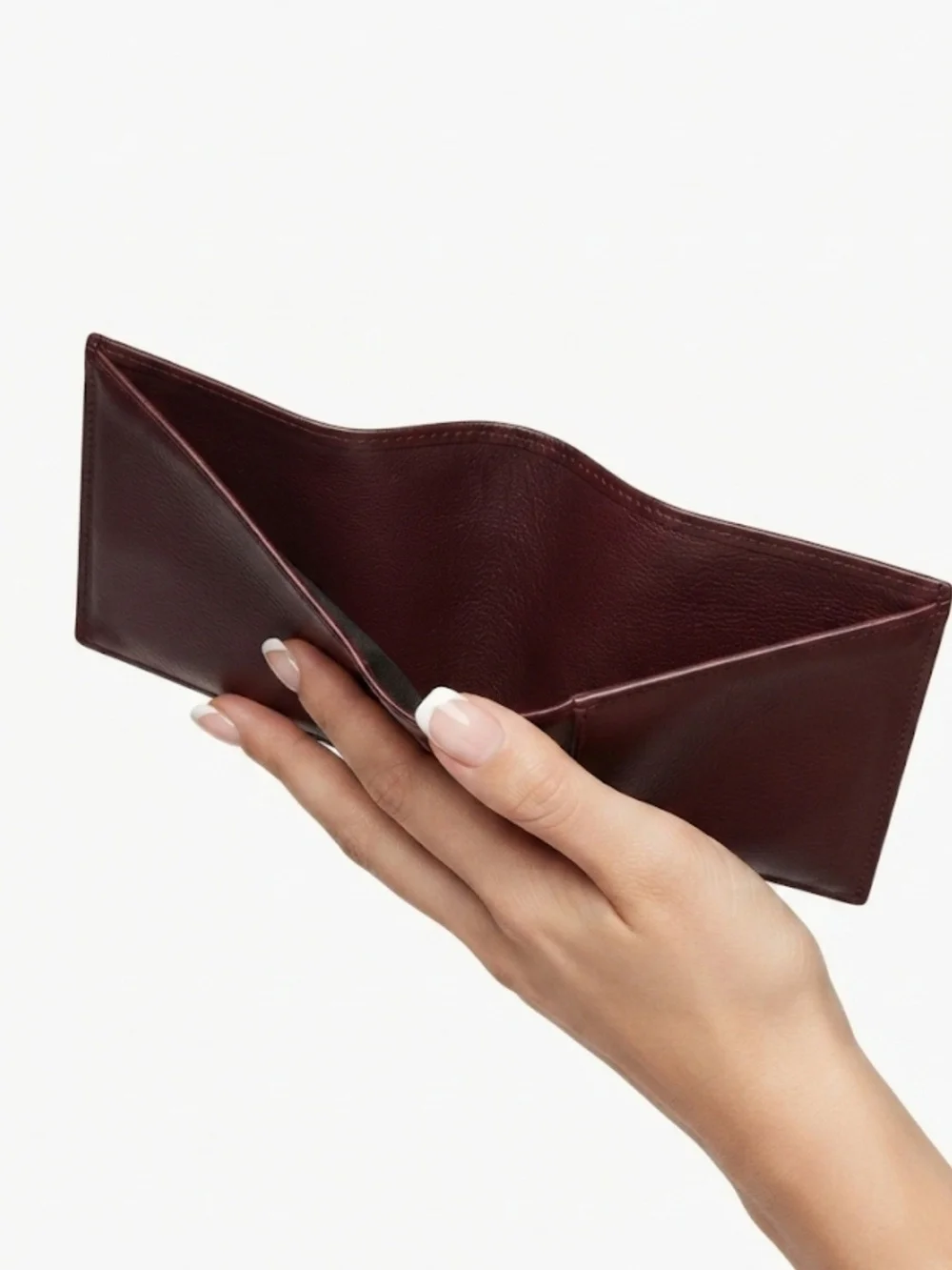 Vintage 80s Bosca Full Grain Hide Leather Trifold Wallet Burgundy Oxblood